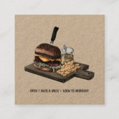 レトロのハンバーガーのクラフトの名刺 スクエア名刺 (正面)
