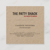 レトロのハンバーガーのクラフトの名刺 スクエア名刺 (裏面)