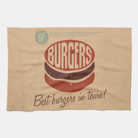 レトロのハンバーガー キッチンタオル (横)