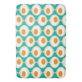 レトロのバブルチェーンパターン(ティール（緑がかった色）、オレンジ) バスマット (正面縦)
