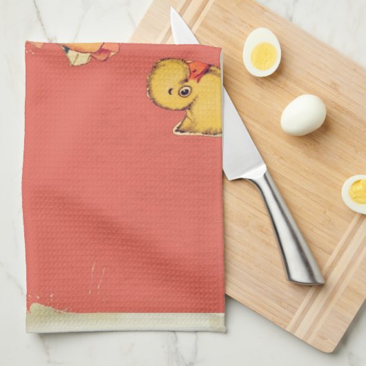 レトロのバレンタインの低俗なヴィンテージの子供 キッチンタオル (四つ折り)