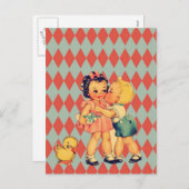 レトロのバレンタインの低俗なヴィンテージの子供 シーズンポストカード (正面/裏面)