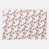 レトロのバレンタインの女の子及び男の子 キッチンタオル (横)