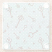 レトロのバレンタインの鍵 ガラスコースター (裏面)