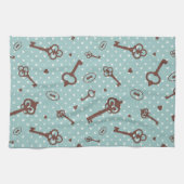 レトロのバレンタインの鍵 キッチンタオル (横)