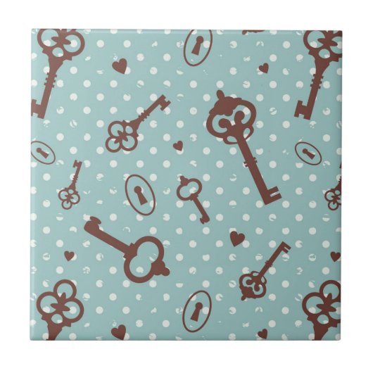 レトロのバレンタインの鍵 タイル (正面)