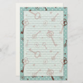 レトロのバレンタインの鍵 便箋 (正面/裏面)