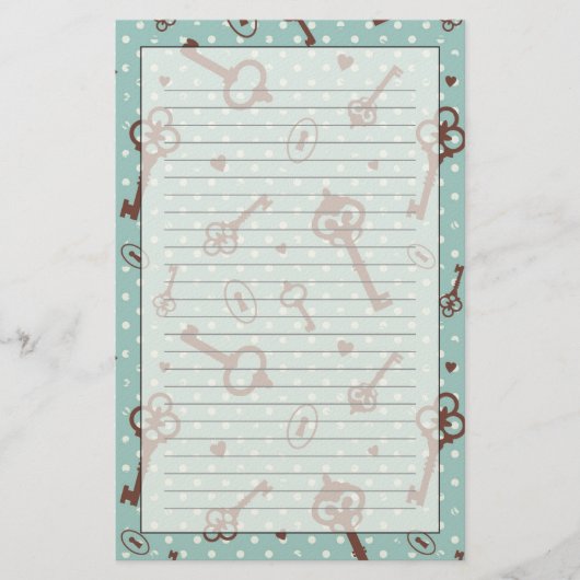 レトロのバレンタインの鍵 便箋 (正面)