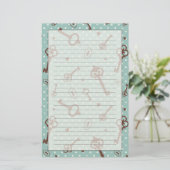 レトロのバレンタインの鍵 便箋 (スタンド正面)