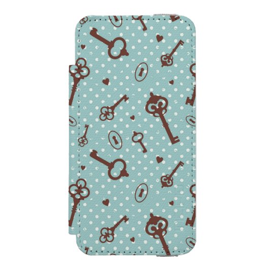 レトロのバレンタインの鍵 INCIPIO iPhoneウォレットケース (フォリオ 正面)