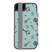 レトロのバレンタインの鍵 INCIPIO iPhoneウォレットケース (フォリオ裏面)