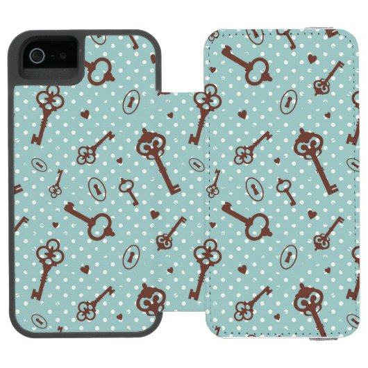 レトロのバレンタインの鍵 INCIPIO iPhoneウォレットケース (フォリオ Open)