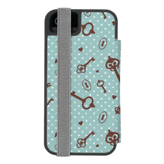 レトロのバレンタインの鍵 INCIPIO iPhoneウォレットケース (フォリオ裏面)