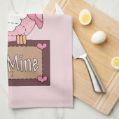 レトロのバレンタインデーのフクロウ キッチンタオル (四つ折り)