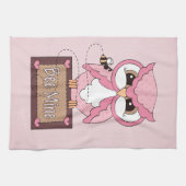 レトロのバレンタインデーのフクロウ キッチンタオル (横)