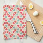レトロのバレンタインデーパターン キッチンタオル (四つ折り)