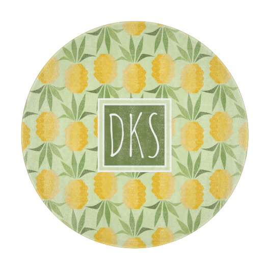 レトロのパイナップル|モノグラム カッティングボード (正面)