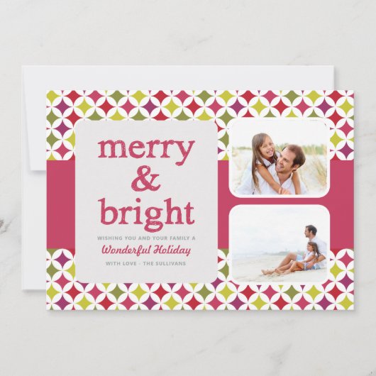 レトロのパターメリーンと明るいクリスマスの写真 シーズンカード (正面)