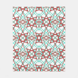 レトロのパターン(赤、白、ターコイズ)。 フリースブランケット