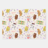 レトロのパディングスナックみんなでパーティーに行こう ラッピングペーパーシート (正面)