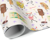 レトロのパディングスナックみんなでパーティーに行こう ラッピングペーパー (ロールコーナー)