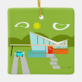 レトロのパーム・スプリングスの家の休日のオーナメント セラミックオーナメント (正面)