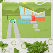 レトロのパーム・スプリングスの家の台所タオル キッチンタオル (折り畳み)