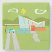 レトロのパーム・スプリングスの家の大理石の石のコースター ストーンコースター (正面)