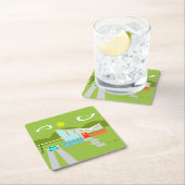 レトロのパーム・スプリングスの家の懸命の紙のコースター スクエアペーパーコースター (インサイチュ)