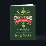 レトロのヒイラギのすてきなクリスマスのタイポグラフィ|の緑 シーズンカード<br><div class="desc">画像的なトナカイとのヴィンテージのタイポグラフィの休日の文字の陽気な、レトロのクリスマスカード十分に、ハートおよび木のアクセント。  利用できる一致の包装紙また。 質問か要求のため、電子メール: cheryl@cheryldanielsart.com /contact。  Cheryl Danielsの© 2013年による"レトロのヒイラギすてきなクリスマス"の。</div>