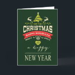レトロのヒイラギのすてきなクリスマスのタイポグラフィ|の緑 シーズンカード<br><div class="desc">画像的なトナカイとのヴィンテージのタイポグラフィの休日の文字の陽気な、レトロのクリスマスカード十分に、ハートおよび木のアクセント。  利用できる一致の包装紙また。 質問か要求のため、電子メール: cheryl@cheryldanielsart.com /contact。  Cheryl Danielsの© 2013年による"レトロのヒイラギすてきなクリスマス"の。</div>
