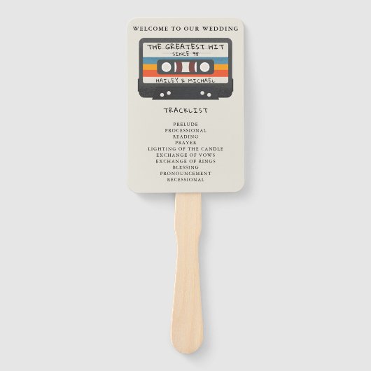 レトロのヒット素晴らしカセット結婚式 プログラム ハンドファン (正面)