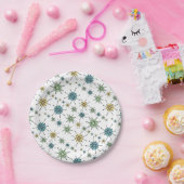 レトロのヒップスターの宇宙時代の原子スターバスト ペーパープレート (パーティー)