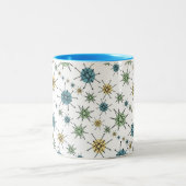 レトロのヒップスターの幾何学的な原子スターバスト11oz ツートーンマグカップ (中央)