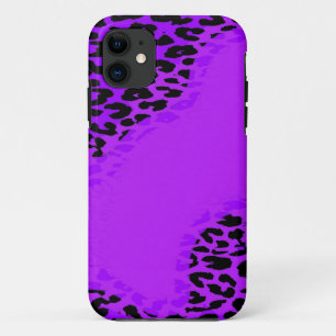 レトロのヒョウのプリントおよびモダンな紫色のデザイン iPhone 11 ケース