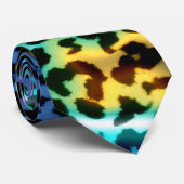 レトロのヒョウのプリントの皮(青および水) ネクタイ (ロール)