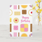 レトロのビスケット及びケーキのパーソナライズな挨拶状 カード (黄色い花)