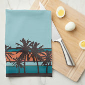 レトロのビーチの台所タオル キッチンタオル (四つ折り)