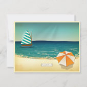 レトロのビーチ場面ウェディングシャワーの招待状 招待状 (裏面)