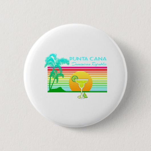 レトロのビーチPunta Canaマルガリータ 缶バッジ (正面)
