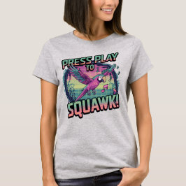 レトロのピクセル遊オウム – Squawk!アーケード Tシャツ