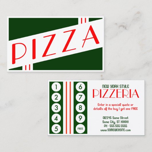 レトロのピッツェリアの顧客のロイヤリティ ロイヤリティカード (正面/裏面)