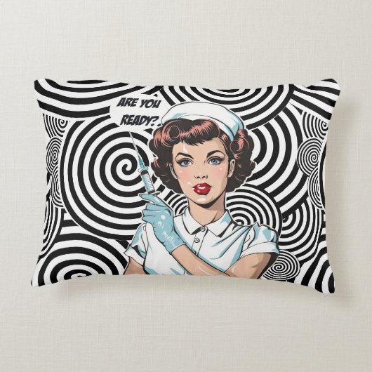 レトロのピンアップナース アクセントクッション (裏面)