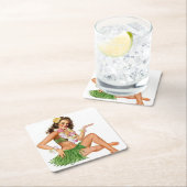 レトロのピンアップ スクエアペーパーコースター (インサイチュ)