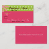 レトロのピンクおよび緑の名刺 名刺 (正面/裏面)