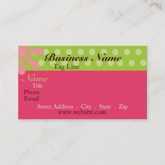 レトロのピンクおよび緑の名刺 名刺 (正面)