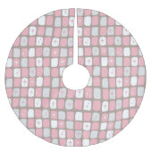 レトロのピンクのスターバストのクリスマスツリーのスカート ブラッシュドポリエステルツリースカート (正面)