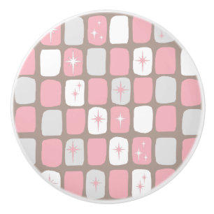 レトロのピンクのスターバストの陶磁器のノブ セラミックノブ