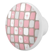 レトロのピンクのスターバストの陶磁器のノブ セラミックノブ (右)