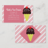 レトロのピンクのストライプのなアイスクリーム店の名刺 名刺 (正面/裏面)